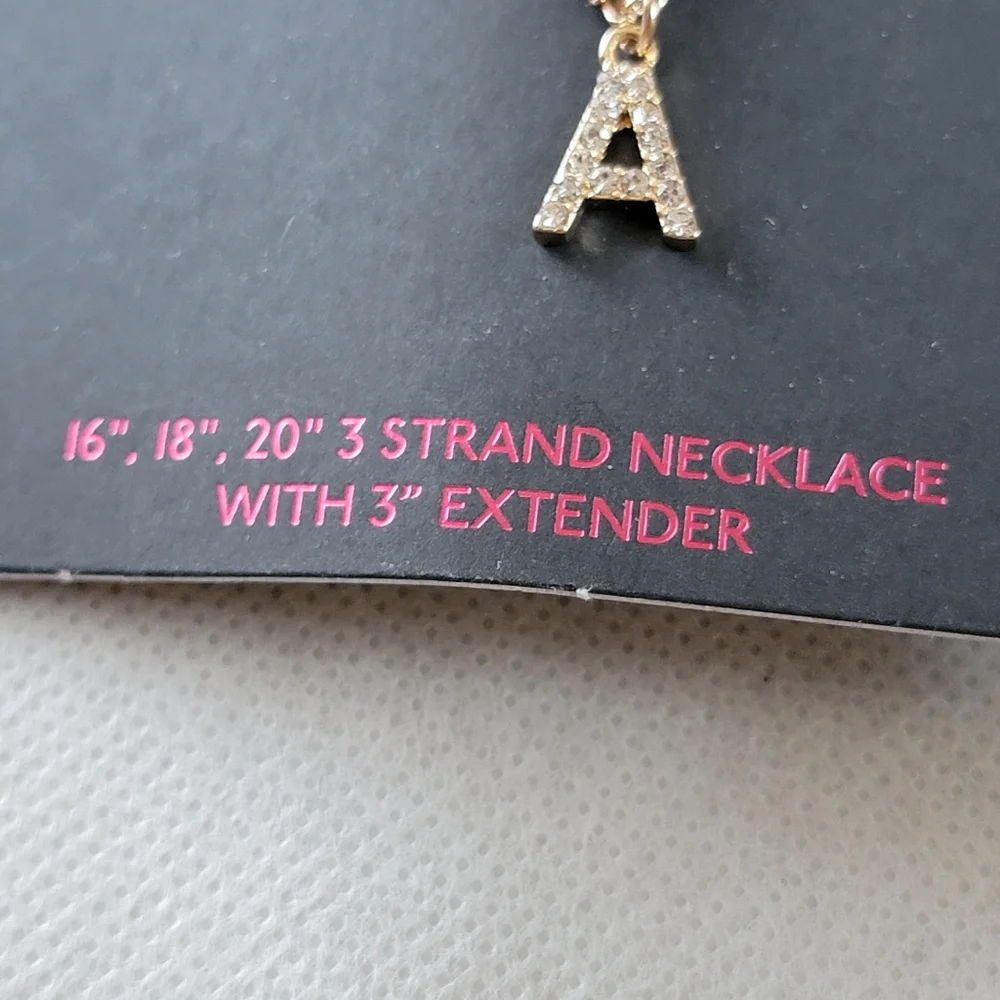 3 Strand Letter A Initial Necklace